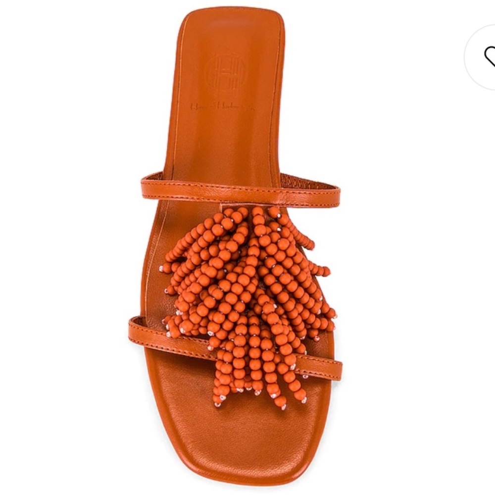 X revolve beaded flat sandal in burnt ochre house of Harlow 1960
